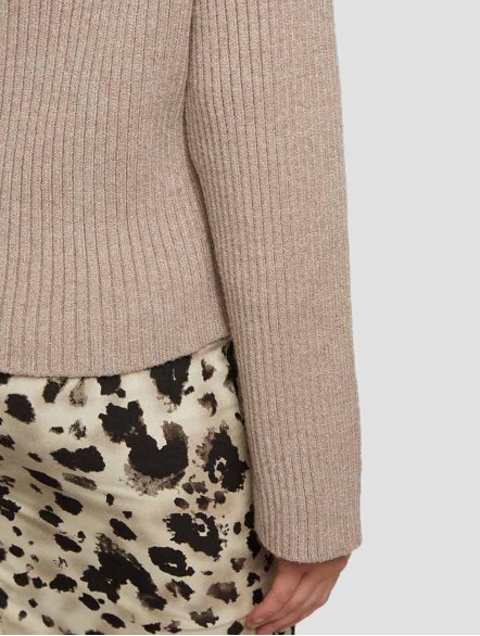 Cropped High-collar Knit Sweater