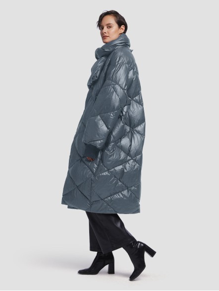 Quilted Puffer Jacket With Scarf