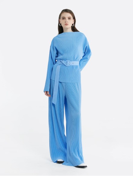 Pleated Longsleeve Top & Pants Set