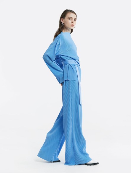 Pleated Longsleeve Top & Pants Set