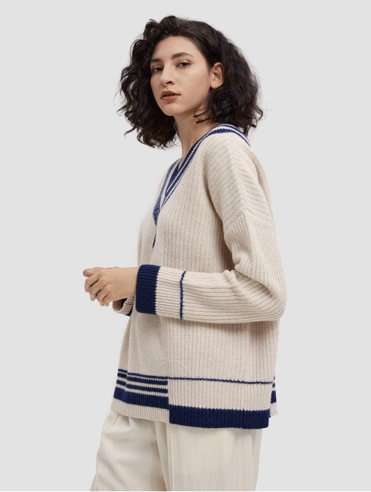 Line Stitching Yak Wool Sweater