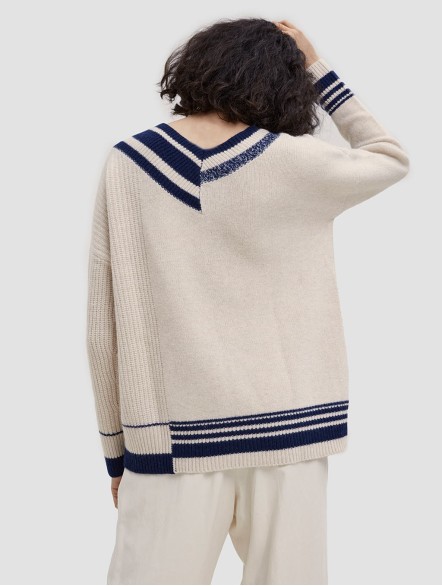 Line Stitching Yak Wool Sweater