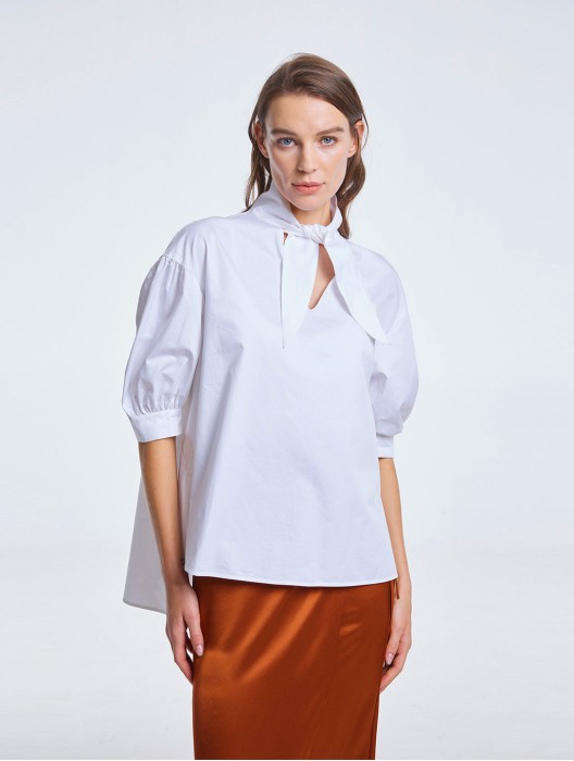 Knotted Neckline Cotton Top