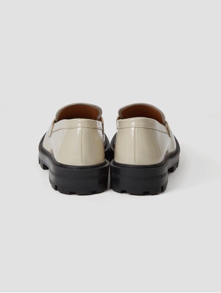 Shiny Round Toe Leather Loafers