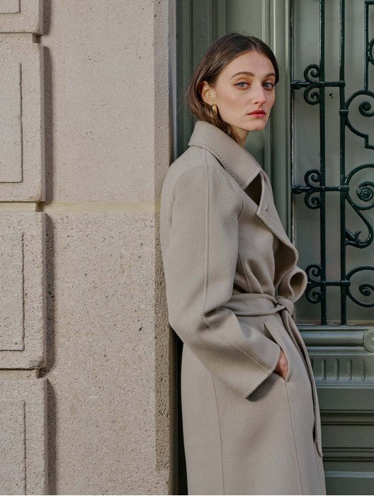 Earth Tone Belted Wool Coat