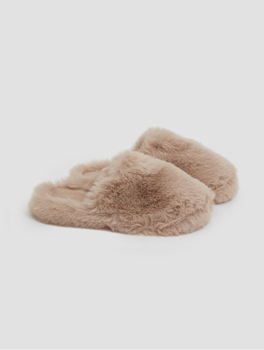 Round-toe Furry Slippers