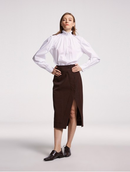 Stand Ruffle Collar Blouse