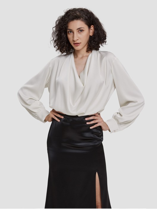 Cowl Neck Satin Blouse