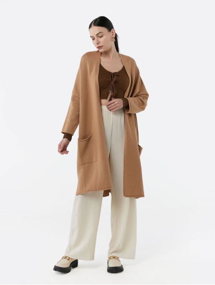 Slouchy Long Wool Cardigan