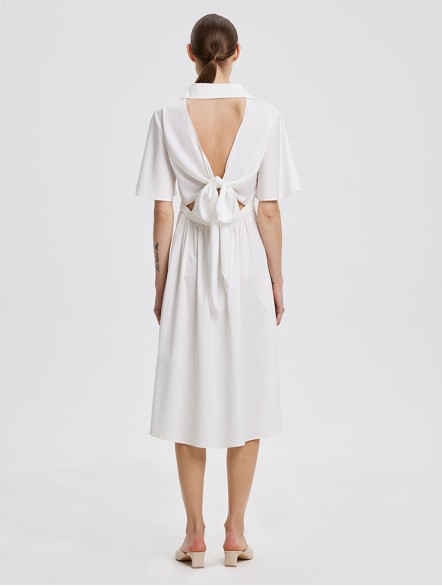 Rear-Tie Shirt Dress