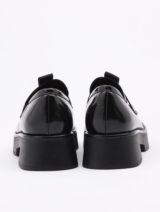 Muffin thick-soled leather shoes