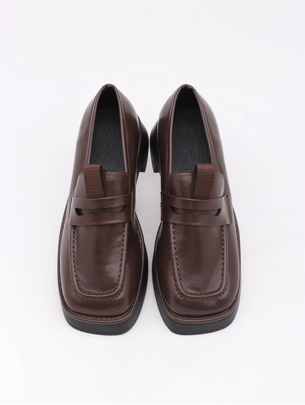 Muffin thick-soled leather shoes