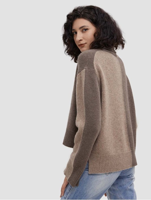 Color-Block Blend Yak Wool Sweater