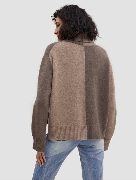 Color-Block Blend Yak Wool Sweater