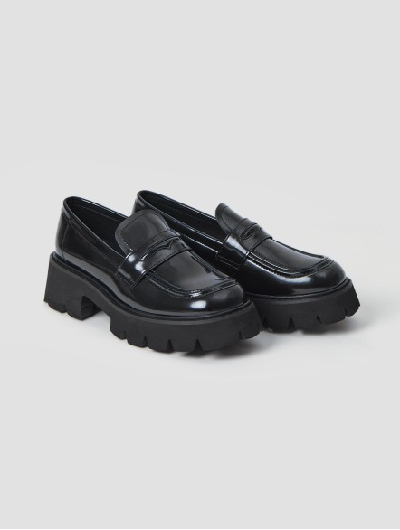 Shiny Leather Penny Loafers