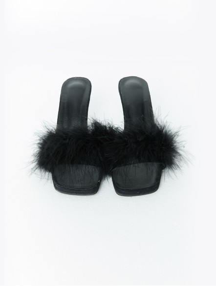 High Heel Fur Slippers