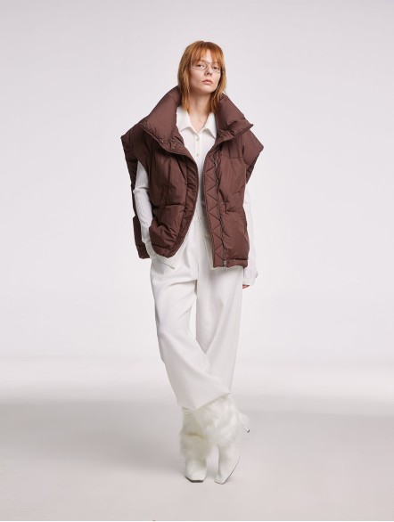 Sleeveless High Collar Puffer Jacket