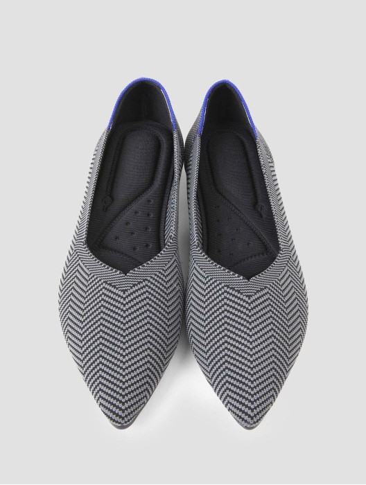 Stripe Pointy Toe Flap Shoes