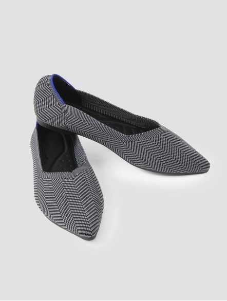 Stripe Pointy Toe Flap Shoes