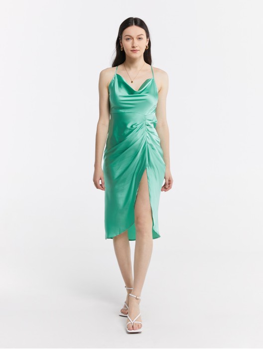 Lounge Cowl Neck Midi Slip Dress