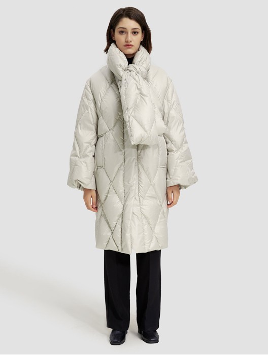 Knee-length Scarf Cocoon Coat