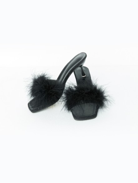 High Heel Fur Slippers