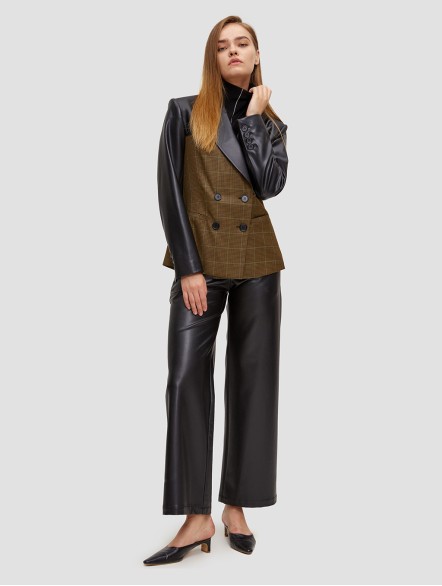 Faux Leather Straight Pants