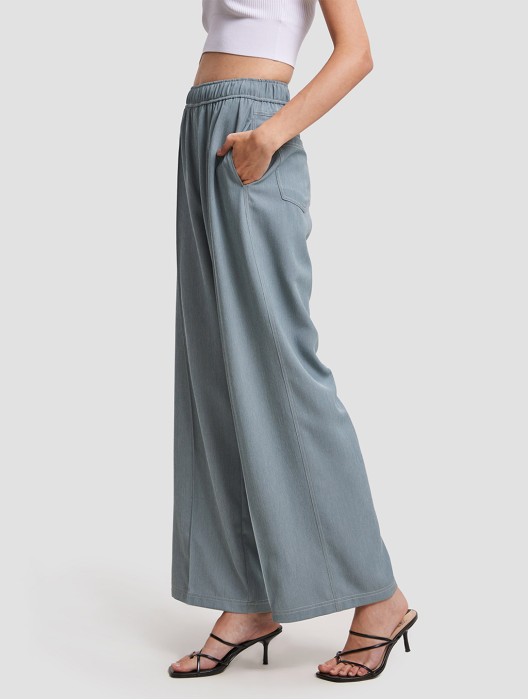 Elastic Waist Wide Leg Pants