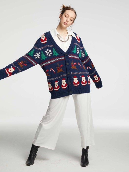 V-neck Christmas Cardigan