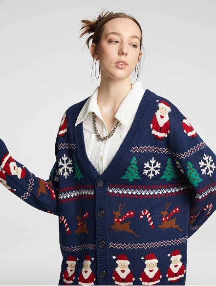 V-neck Christmas Cardigan