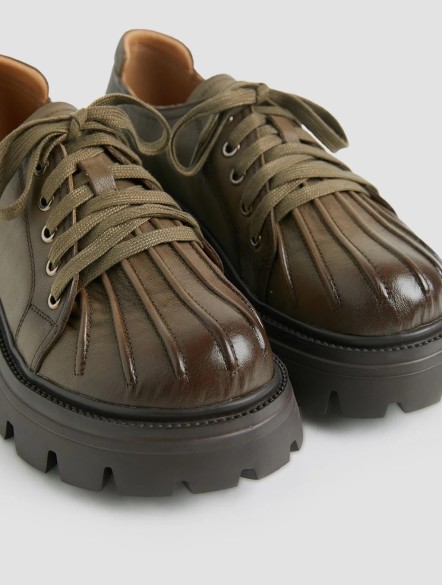 Leather Platform Lace-up Loafers