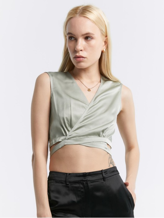 Sleeveless Wrap Crop Top