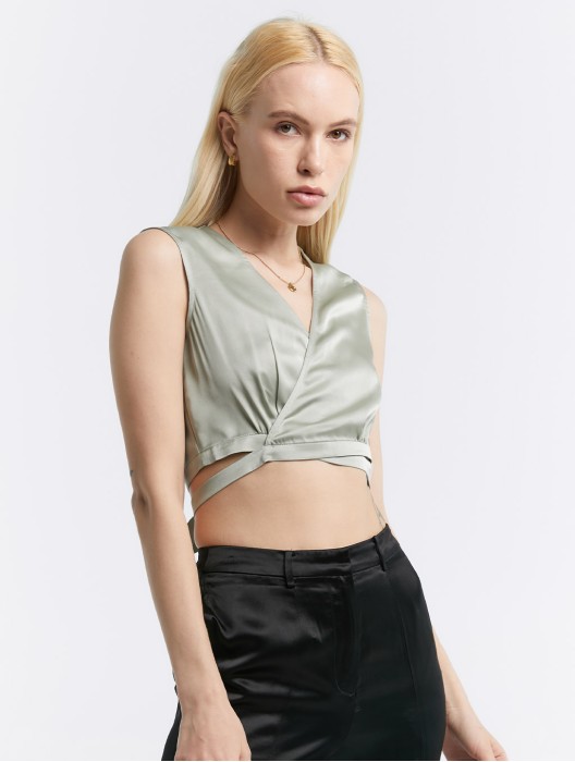 Sleeveless Wrap Crop Top