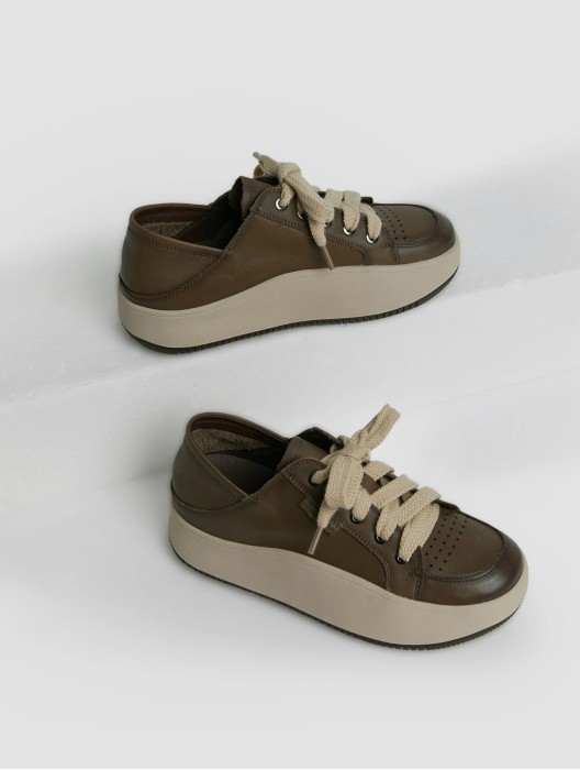 Leather Platform Breathable Sneakers