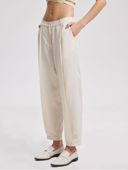 Linen-Blend Tapered Pants